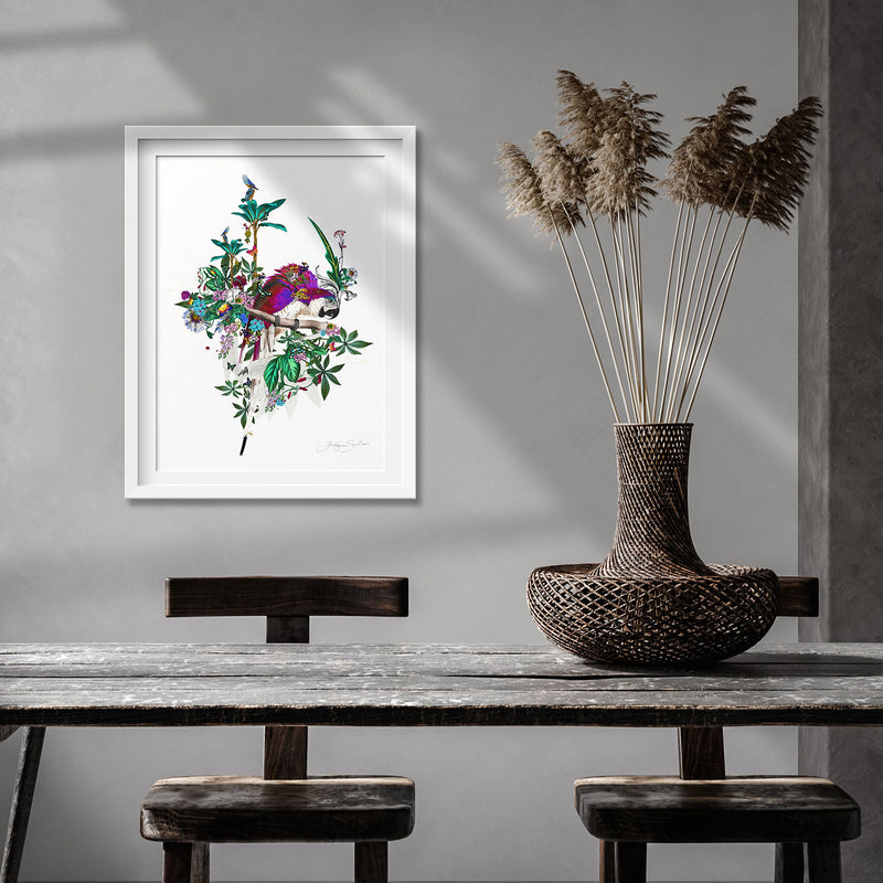 Flora & Fauna Lear - Neon White - Art Print - Kristjana S Williams Studio