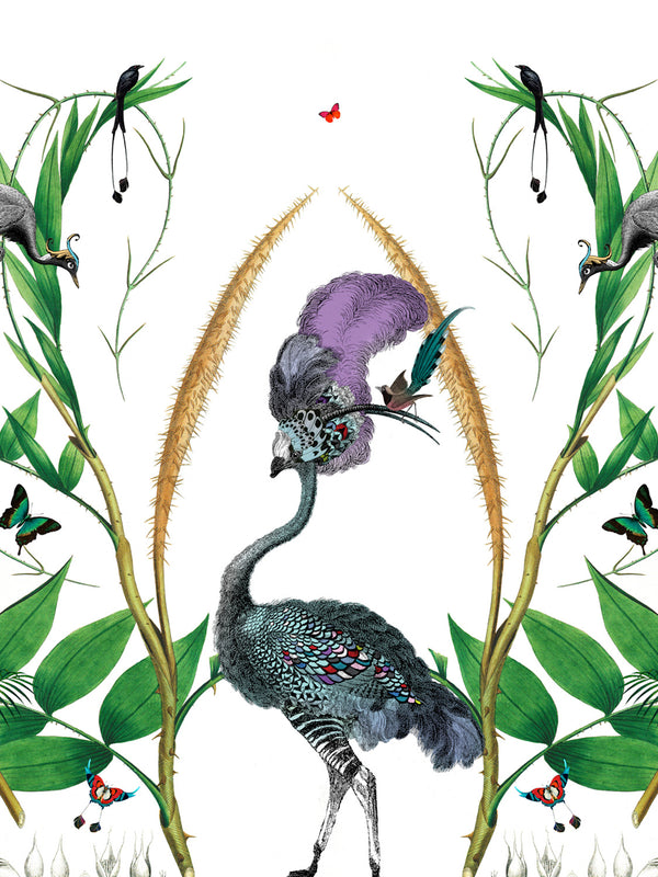 Giant Ostrich Green Botanical Wall Mural - Kristjana S Williams Studio