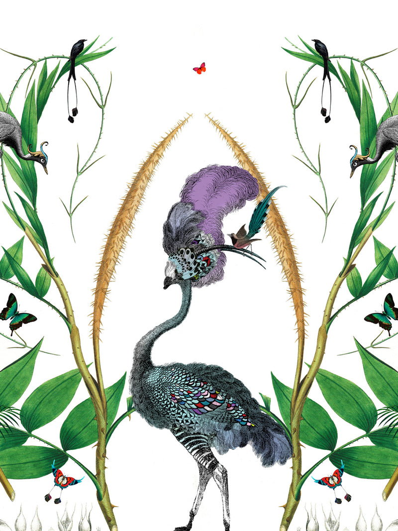 Giant Ostrich Green Botanical Wall Mural - Kristjana S Williams Studio