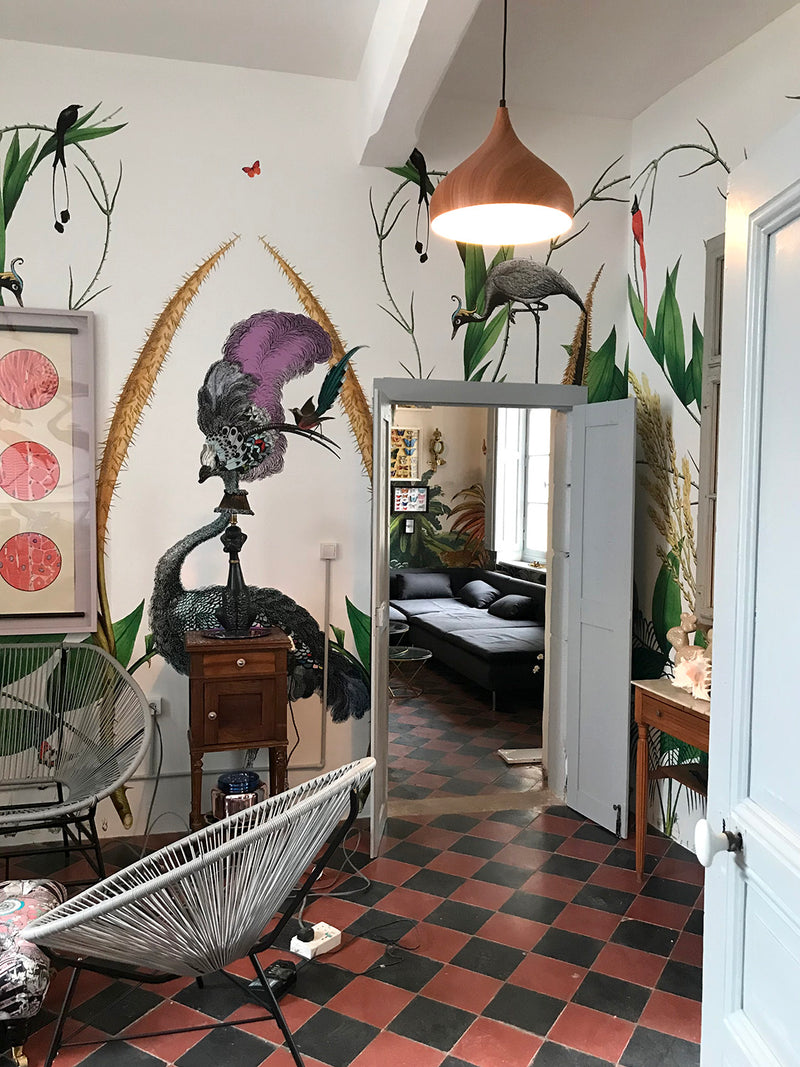 Giant Ostrich Green Botanical Wall Mural - Kristjana S Williams Studio