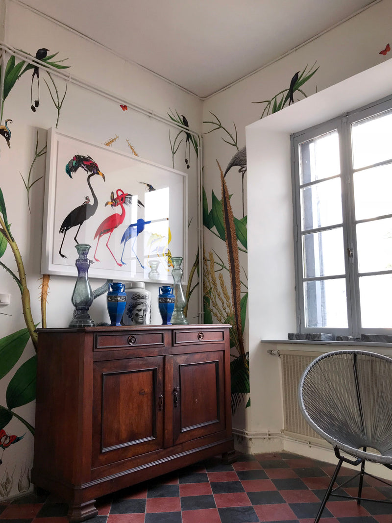 Giant Ostrich Green Botanical Wall Mural - Kristjana S Williams Studio