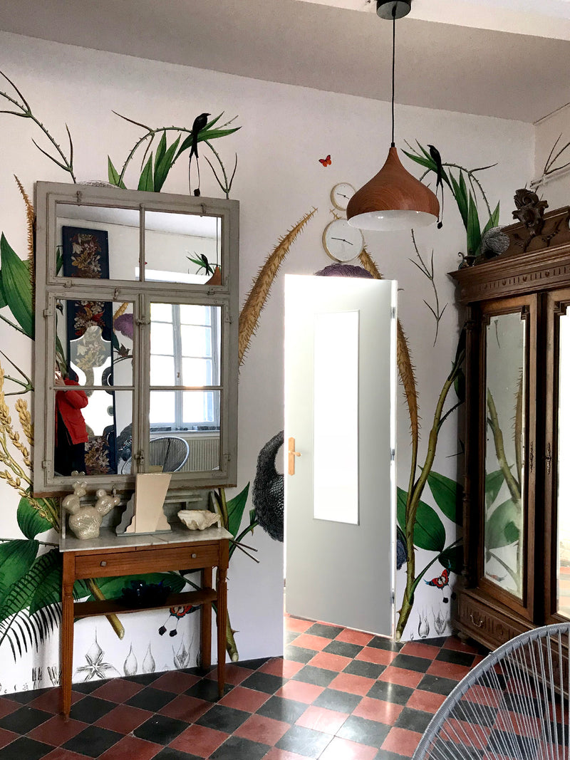 Giant Ostrich Green Botanical Wall Mural - Kristjana S Williams Studio