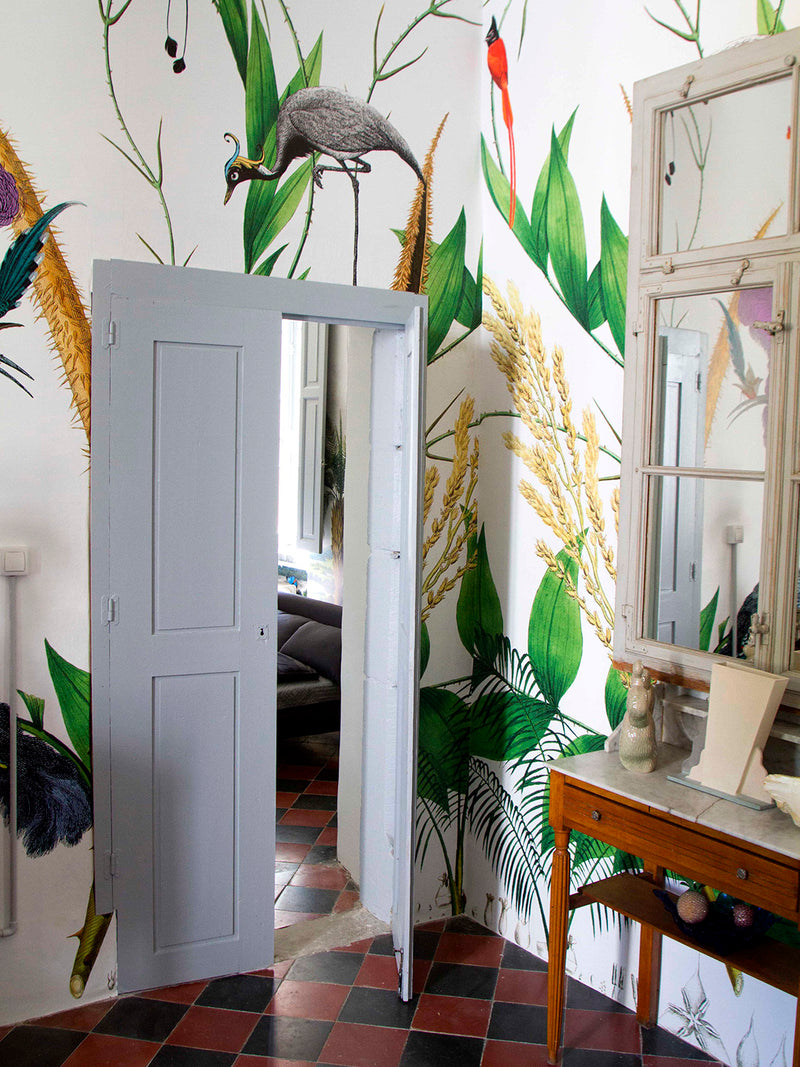 Giant Ostrich Green Botanical Wall Mural - Kristjana S Williams Studio