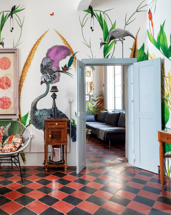 Giant Ostrich Green Botanical Wall Mural - Kristjana S Williams Studio
