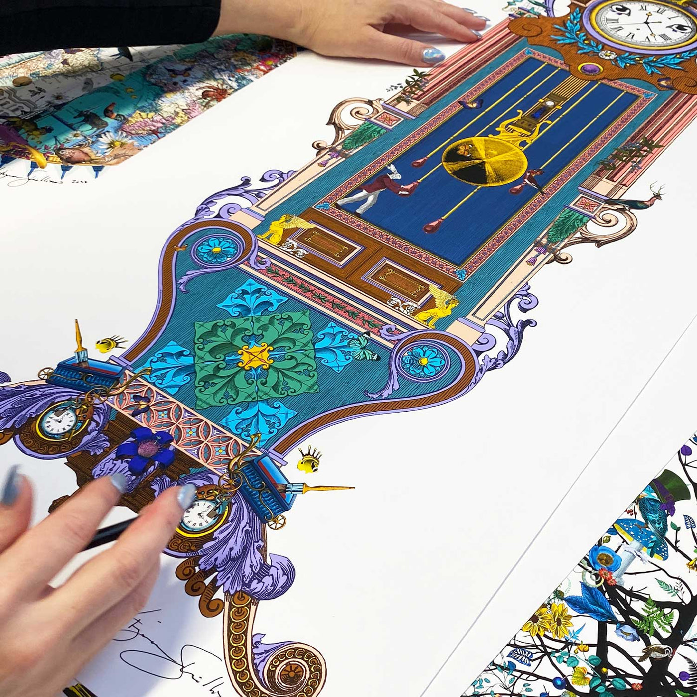 Grandfather Wonderland Clock | Art Print | Kristjana S Williams