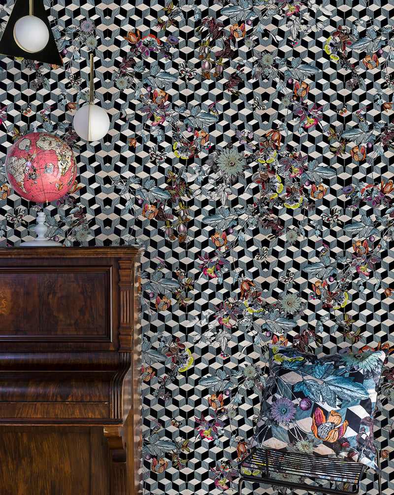 Hexagonal Marble Floral Wall Mural - Kristjana S Williams Studio