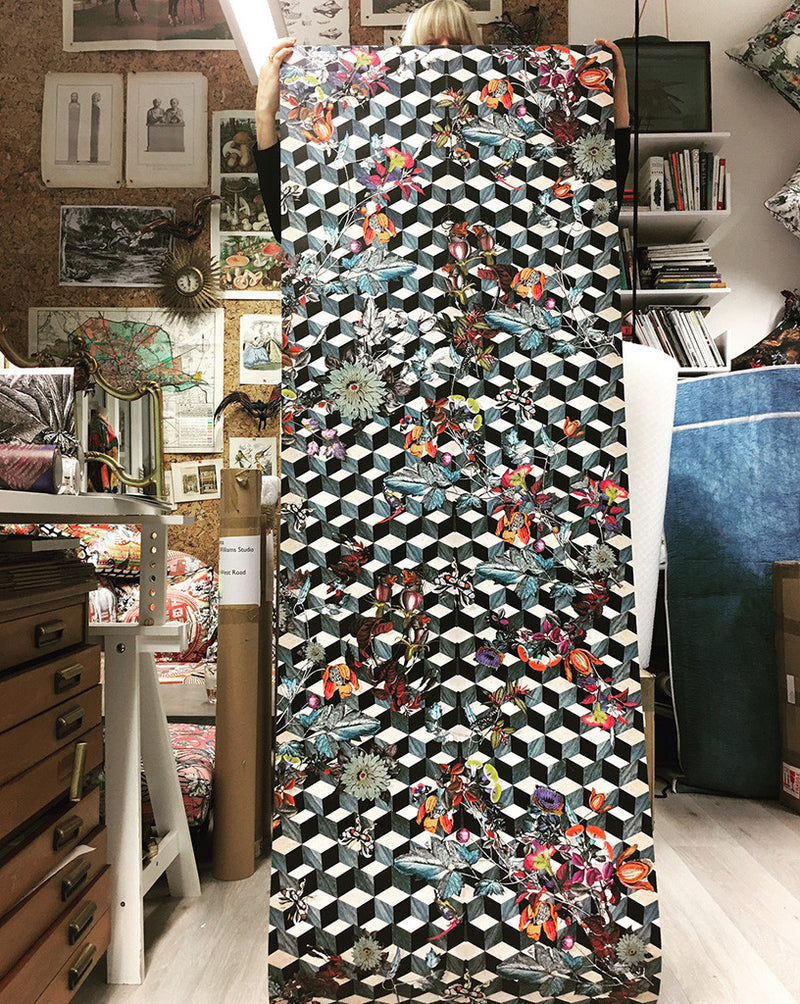 Hexagonal Marble Floral Wall Mural - Kristjana S Williams Studio