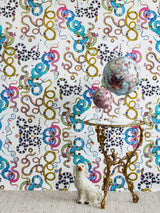 Kaleidoscope Snakar Wallpaper- Washed White - Kristjana S Williams Studio