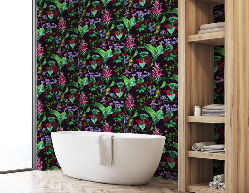 Kirsuberja Vines Wallpaper - Aubergine - Kristjana S Williams Studio
