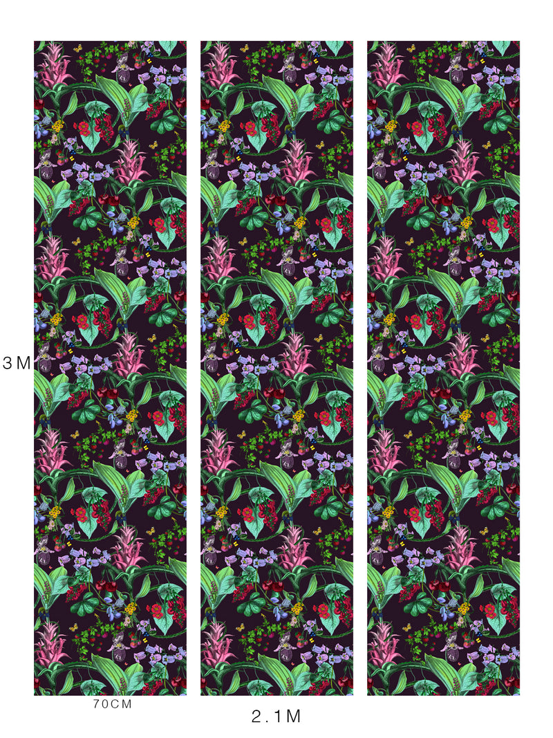 Kirsuberja Vines Wallpaper - Aubergine - Kristjana S Williams Studio