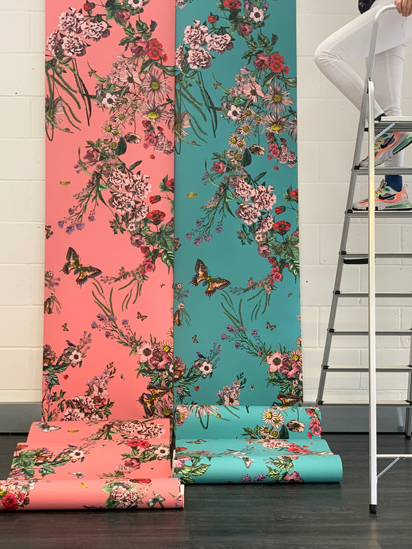 Klifur Bloom Wall Mural - Turquoise - Kristjana S Williams Studio