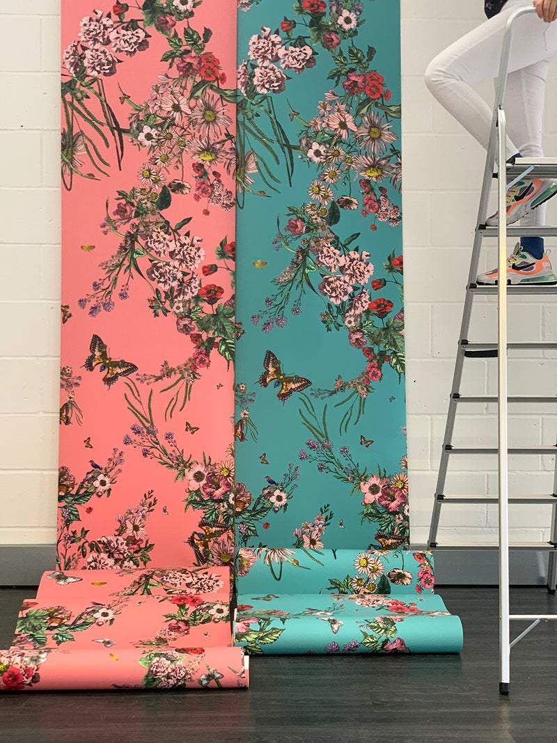 Klifur Bloom Wall Mural - Turquoise - Kristjana S Williams Studio