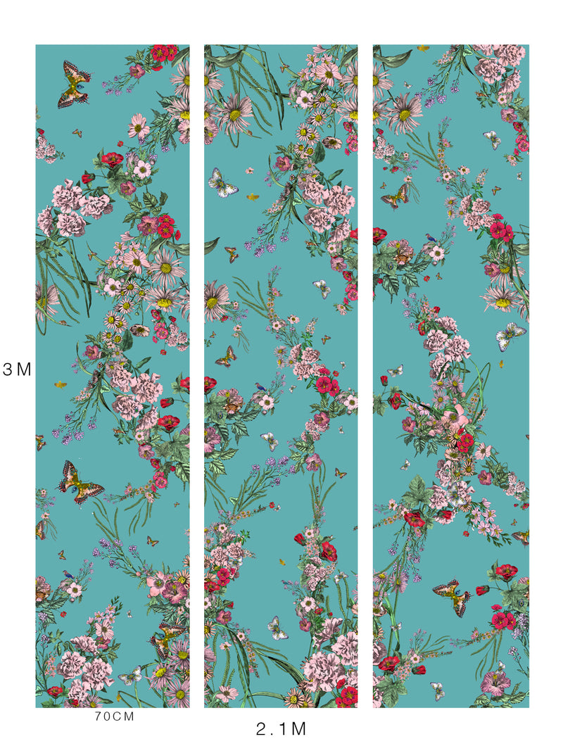 Klifur Bloom Wall Mural - Turquoise - Kristjana S Williams Studio