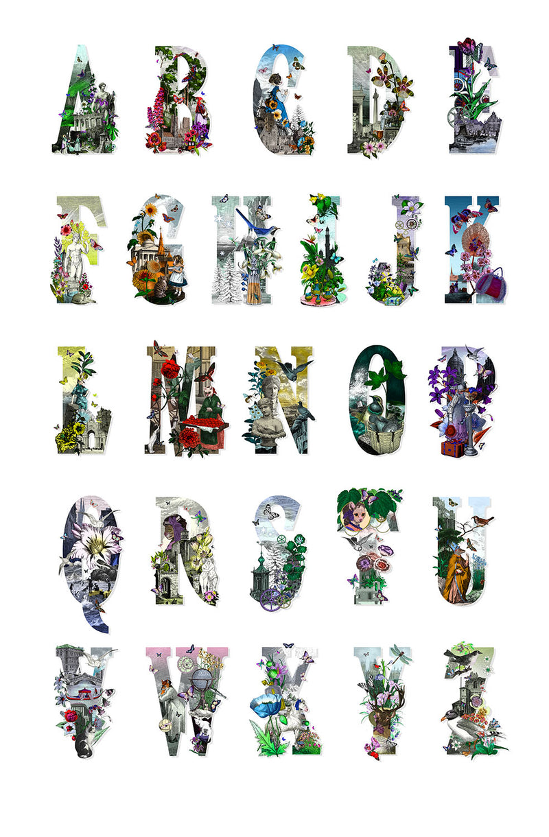 Letter spectrum - Hvitt Alphabet - Art Print - Kristjana S Williams Studio