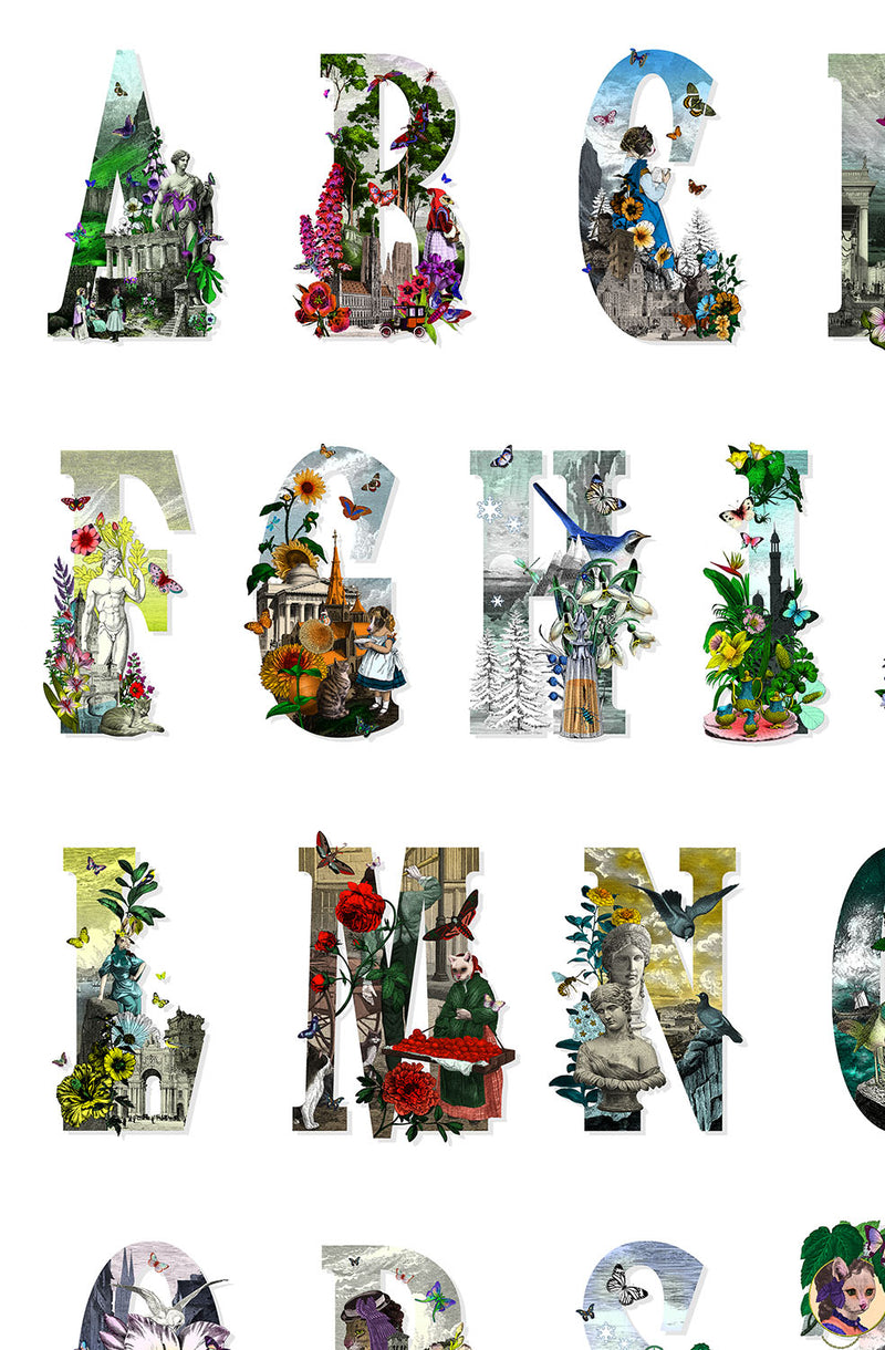 Letter spectrum - Hvitt Alphabet - Art Print - Kristjana S Williams Studio