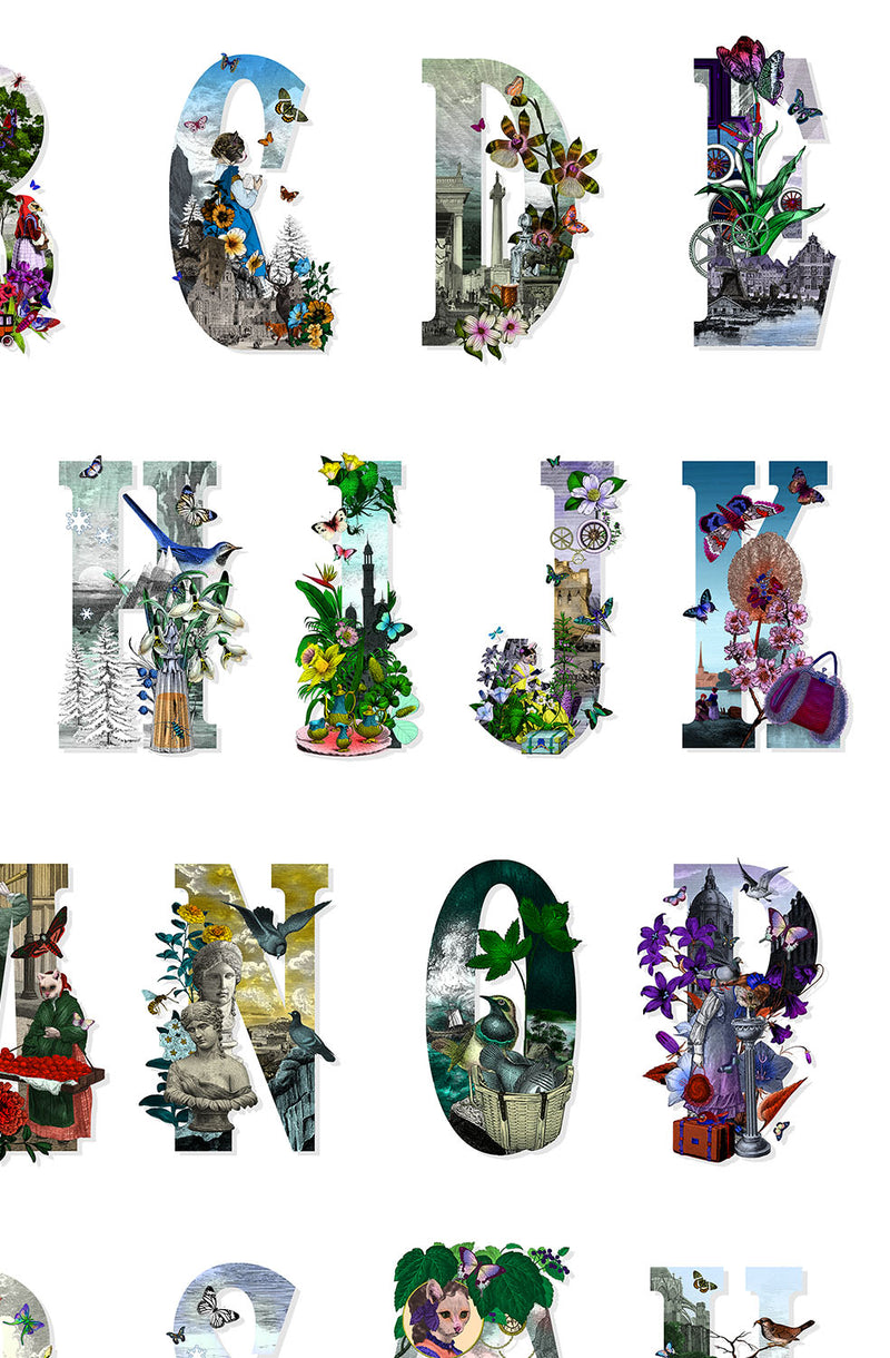 Letter spectrum - Hvitt Alphabet - Art Print - Kristjana S Williams Studio