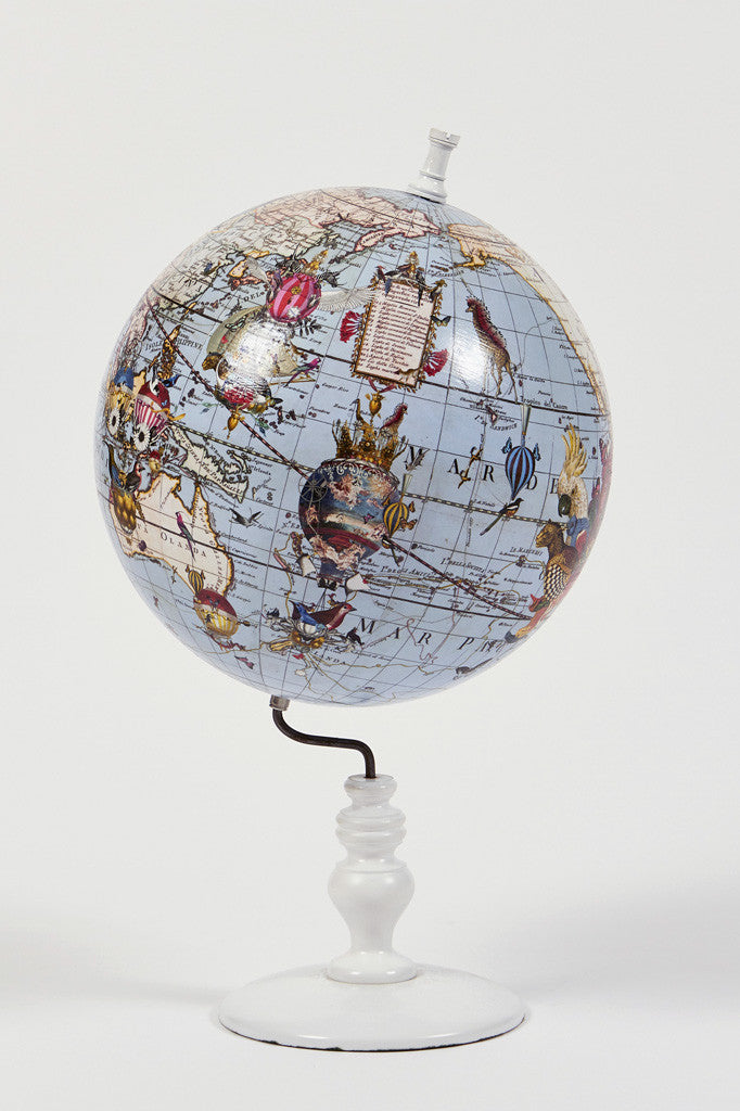 World Map Globe Pale Blue - Small - Kristjana S Williams Studio