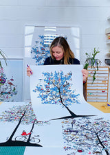 Mammalian Blue Folk Tree - Art Print - Kristjana S Williams Studio