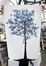 Mammalian Blue Folk Tree - Art Print - Kristjana S Williams Studio