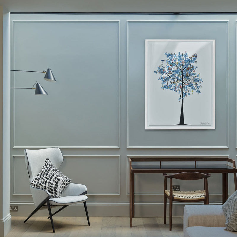 Mammalian Blue Folk Tree - Art Print - Kristjana S Williams Studio