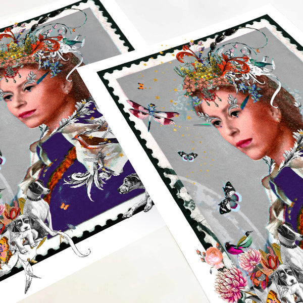 Drottning Elizabeth - Grár Stimpill - Art Print - Kristjana S Williams Studio