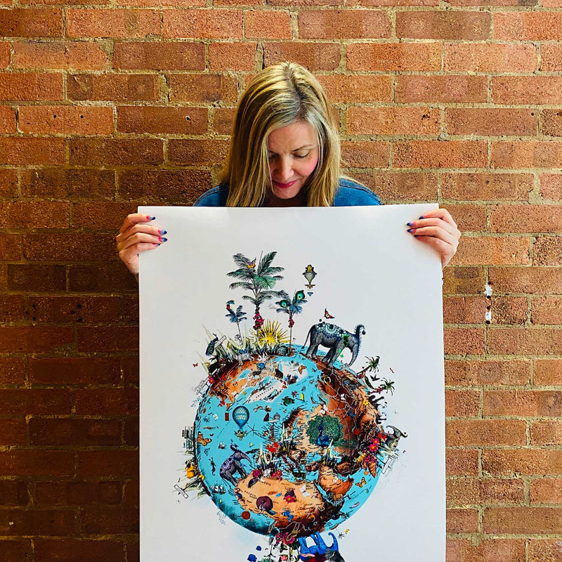 Mountain og Elephant Ocean Jordin I - Art Print - Kristjana S Williams Studio