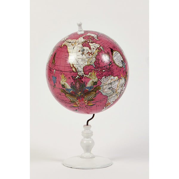 World Map Globe Bright Pink - Kristjana S Williams Studio