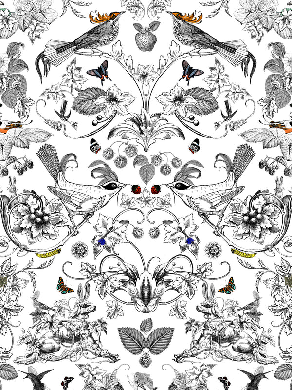 Strawberry Thief White wallpaper - Kristjana S Williams Studio