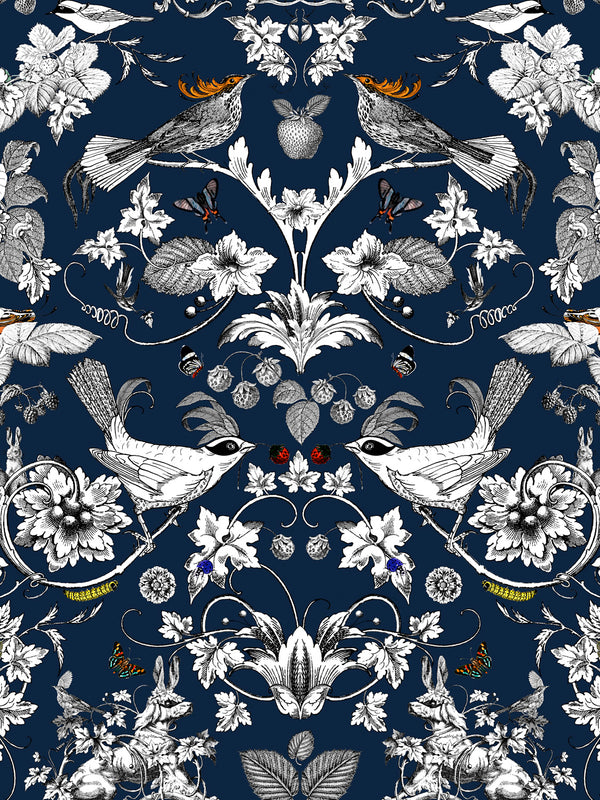 Strawberry Thief Navy wallpaper - Kristjana S Williams Studio
