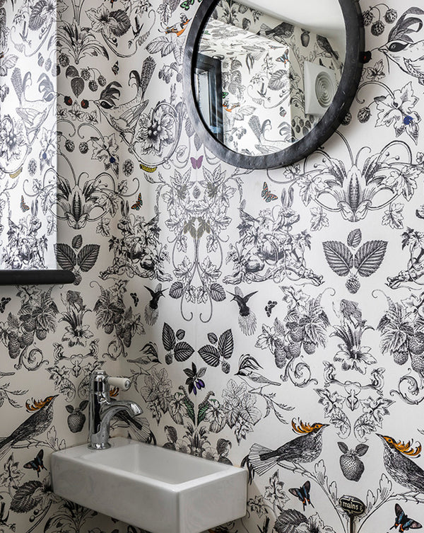 Strawberry Thief White wallpaper - Kristjana S Williams Studio