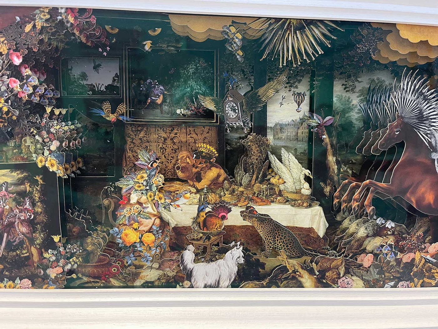 Diorama paper theatre graphic wall art by Icelandic artist