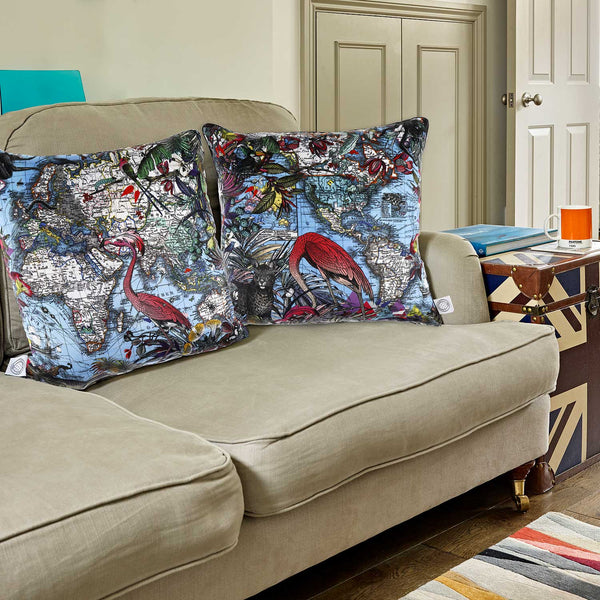 Wild Blue World Cushion - Kristjana S Williams Studio