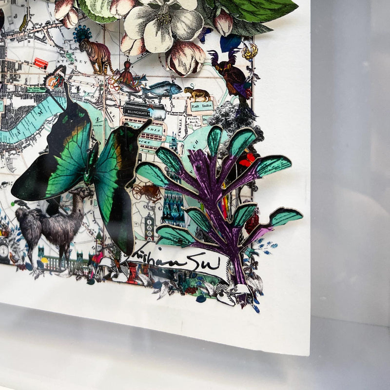 Modern Lundunar Kort - Striped Airballoons - Original Artwork 2021 - Kristjana S Williams Studio